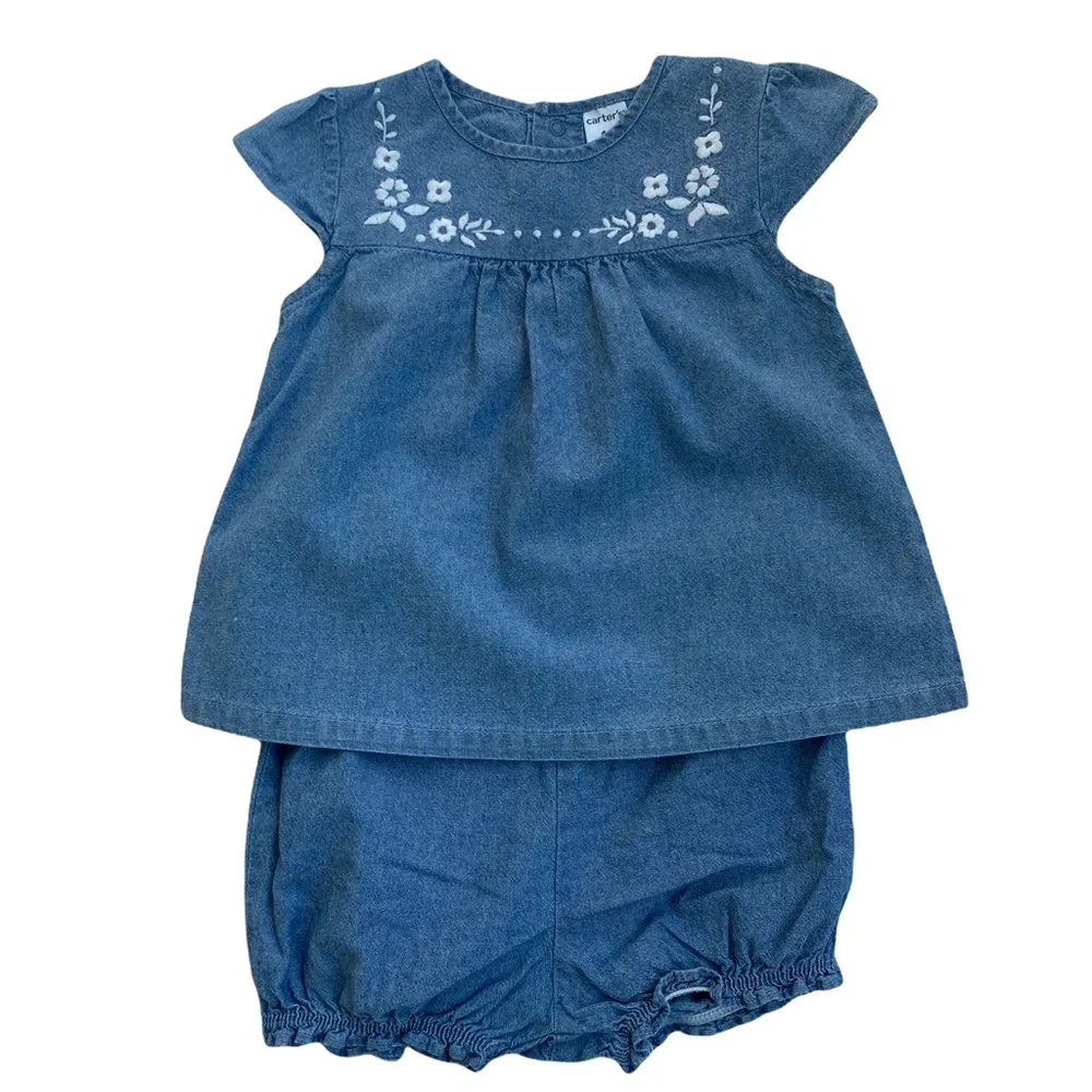 CARTER’S Little Girl Top with Diaper Cover and Floral Top LUCKY Leggings  18 mth - Picture 2 of 9